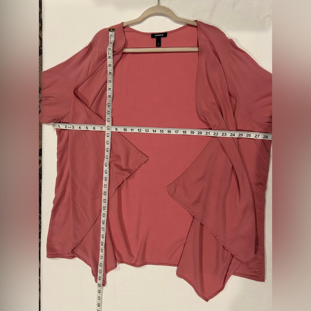 Torrid Drape Kimono Textured Stretch Rayon Dusty Pink Plus Size 3 Cardigan - Picture 7 of 7